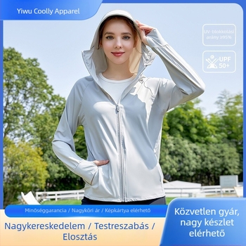 Női nylon hűsítő UV-védelmet nyújtó felső, slim fit, hosszú ujjú, vékony és lélegző, UPF50+, Harajuku stílus