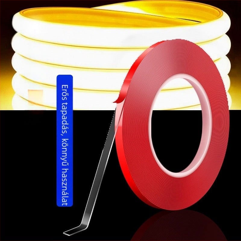 LED-szalag ragasztó – kétoldalú akril ragasztó a csatornákhoz — nyom nélkül, magas átlátszóság, maradványmentes