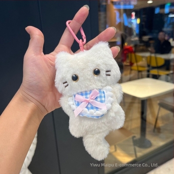 Plüss hátizsák-kulcstartó cicás rajzfilm-stílussal, kisállat-mintával, anyaga plüss, 2025 tavasz kiadás