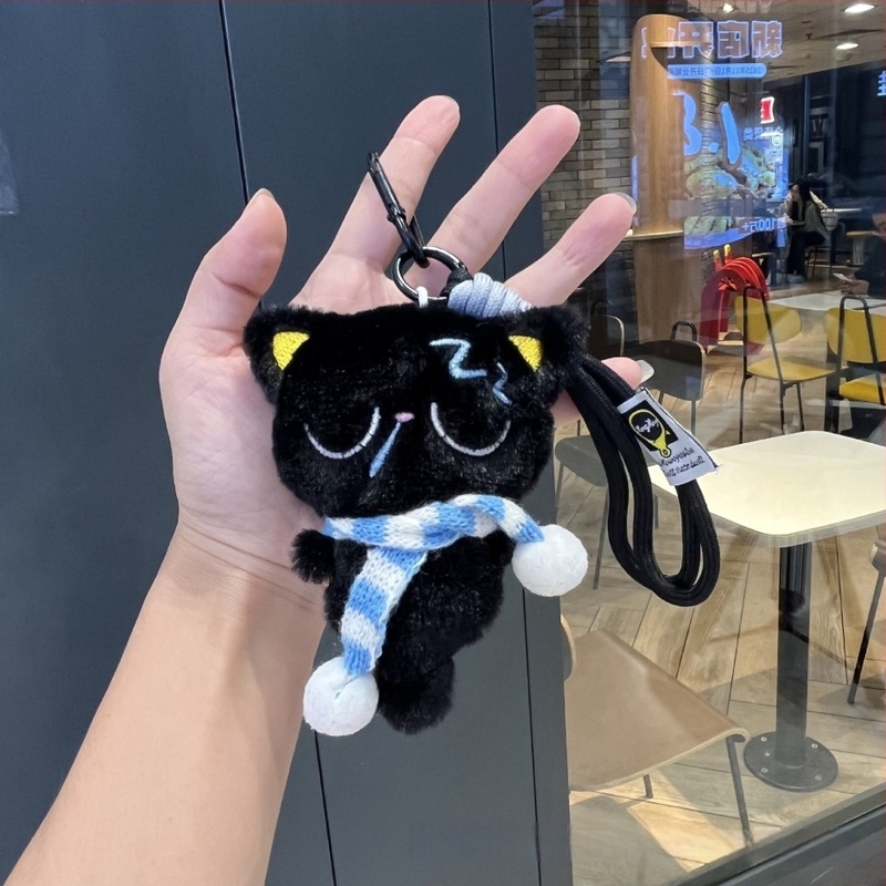 Plüss hátizsák-kulcstartó cicás rajzfilm-stílussal, kisállat-mintával, anyaga plüss, 2025 tavasz kiadás