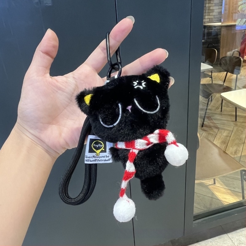 Plüss hátizsák-kulcstartó cicás rajzfilm-stílussal, kisállat-mintával, anyaga plüss, 2025 tavasz kiadás