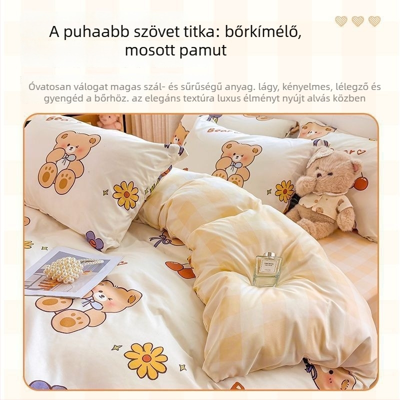 Sunny Day négy részes ágyneműkészlet, poliészter, rajzfilm minta, reaktív nyomtatás