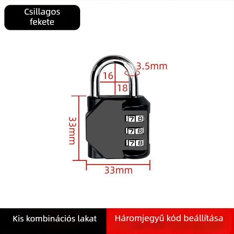 Acélból készült kombinációs zár szekrényekhez és táskákhoz