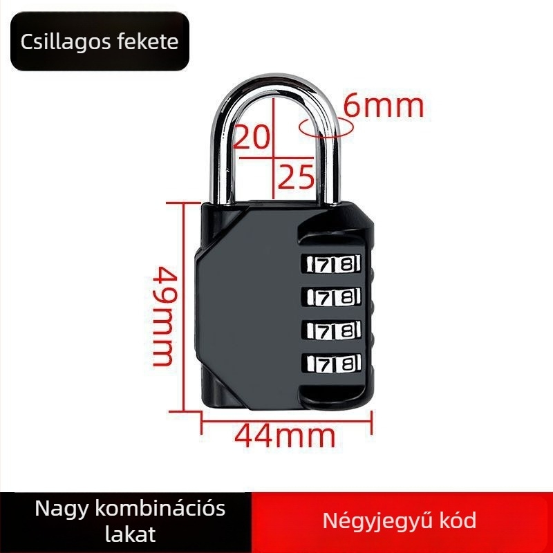 Acélból készült kombinációs zár szekrényekhez és táskákhoz