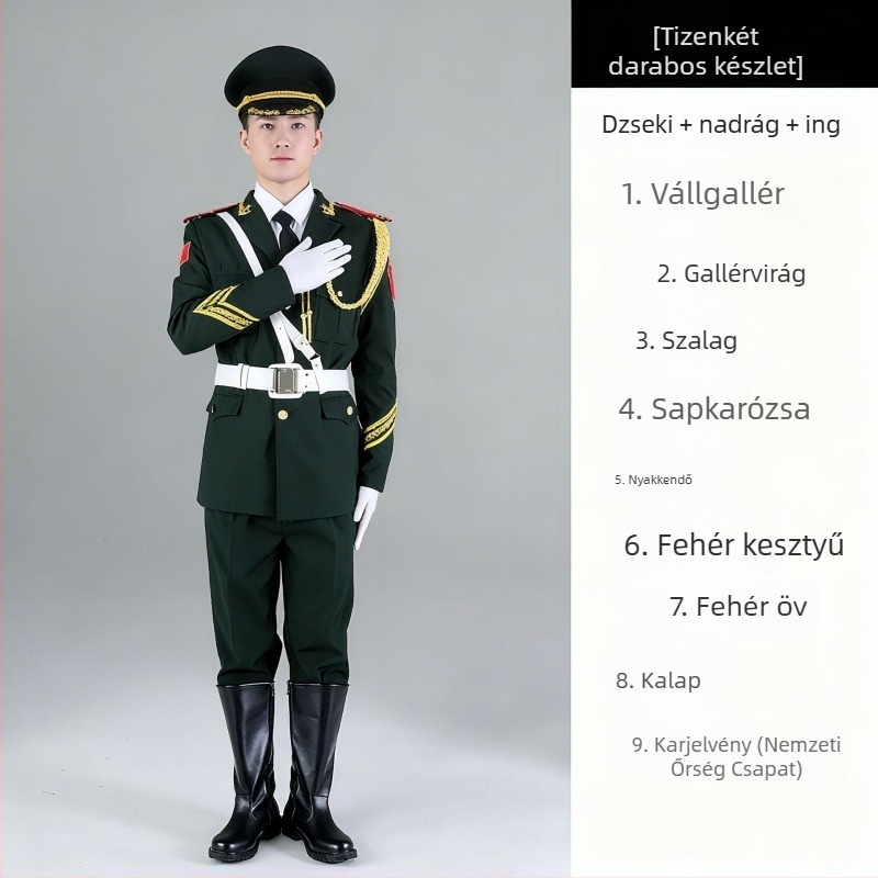 Iskolai zászlóőrség egyenruhája és ceremoniális dobos zenekari ruházat középiskolások számára