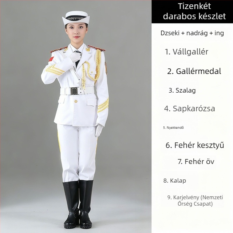 Iskolai zászlóőrség egyenruhája és ceremoniális dobos zenekari ruházat középiskolások számára