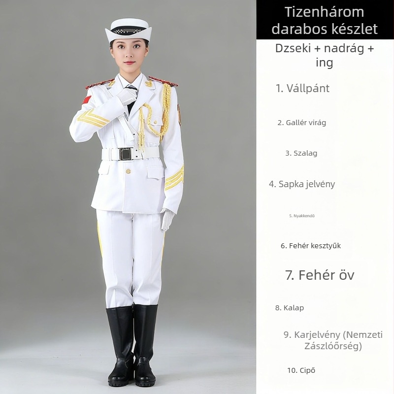 Iskolai zászlóőrség egyenruhája és ceremoniális dobos zenekari ruházat középiskolások számára