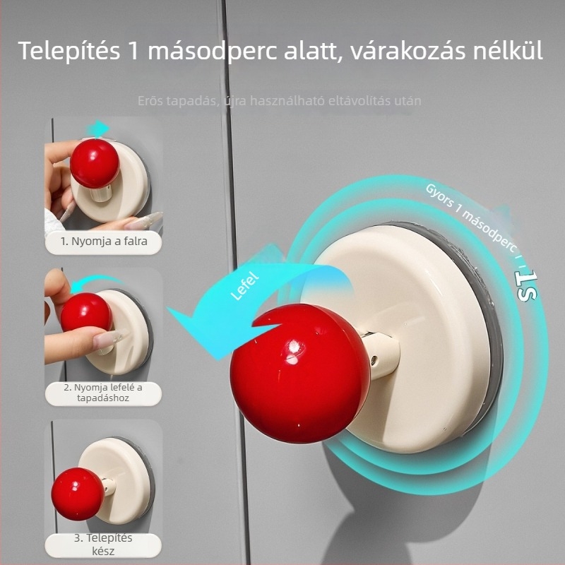 Szívófejes ajtónyél üvegcsúszóajtókhoz - fúrás nélküli, műanyag, modell Ajd2025234