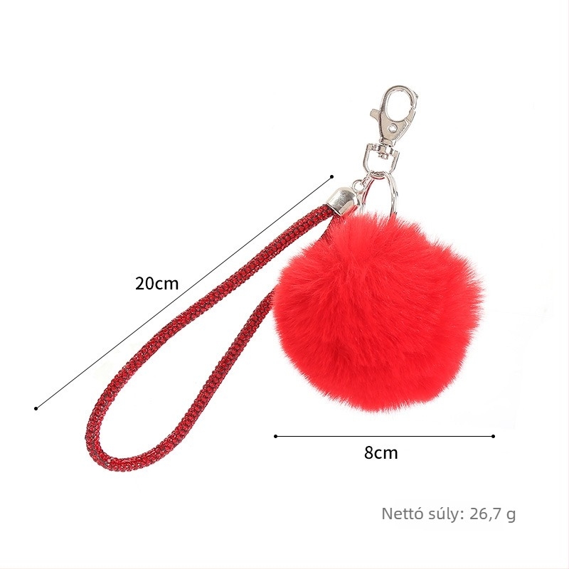 Plüss gömb kulcstartó, kulcstartó kiegészítő, anyaga plüss, egyedi csomagolás, modern minimalista stílus