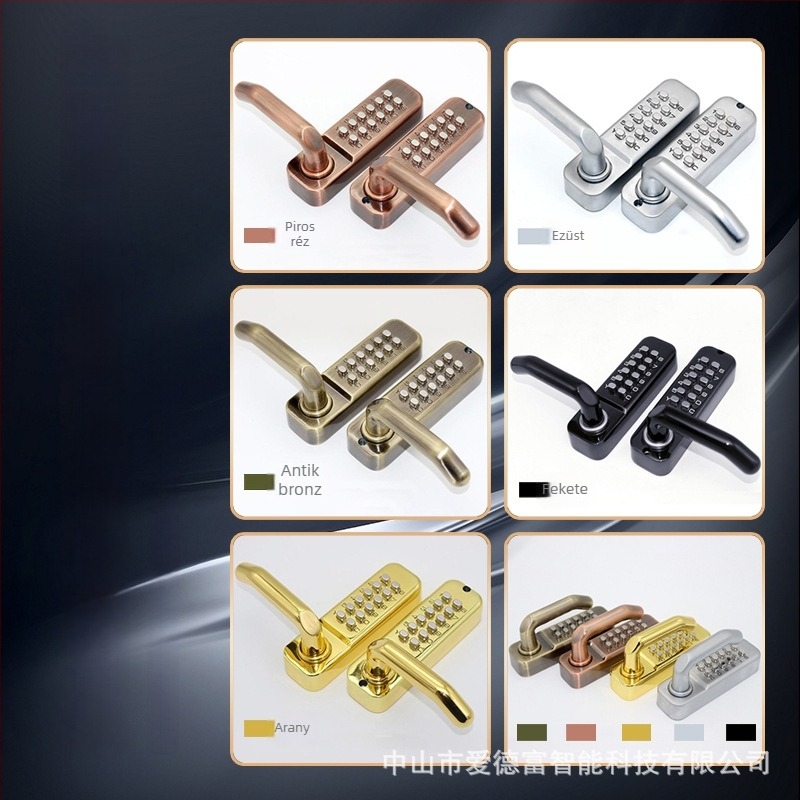 Digitális jelszavas zár ajtókhoz, cink ötvözet, modell 208AS, Aidefu márka, alkalmas kilincses zárakhoz és belső ajtókhoz