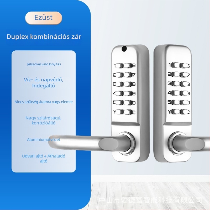 Digitális jelszavas zár ajtókhoz, cink ötvözet, modell 208AS, Aidefu márka, alkalmas kilincses zárakhoz és belső ajtókhoz