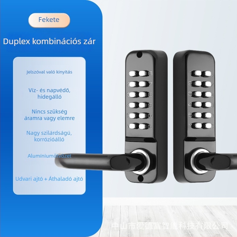 Digitális jelszavas zár ajtókhoz, cink ötvözet, modell 208AS, Aidefu márka, alkalmas kilincses zárakhoz és belső ajtókhoz