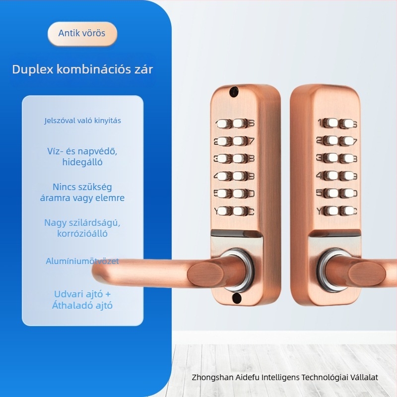 Digitális jelszavas zár ajtókhoz, cink ötvözet, modell 208AS, Aidefu márka, alkalmas kilincses zárakhoz és belső ajtókhoz