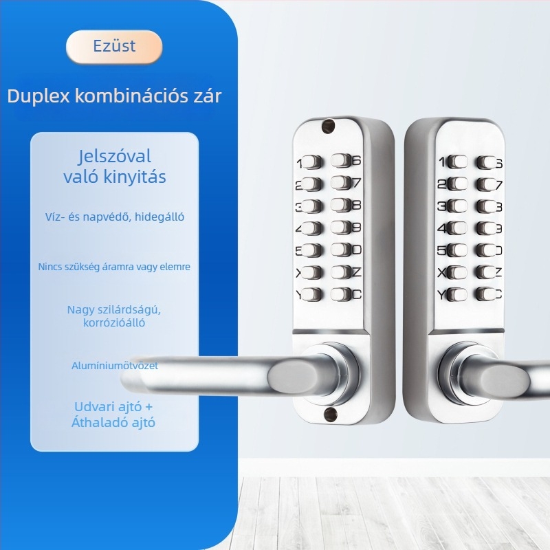 Digitális jelszavas zár ajtókhoz, cink ötvözet, modell 208AS, Aidefu márka, alkalmas kilincses zárakhoz és belső ajtókhoz
