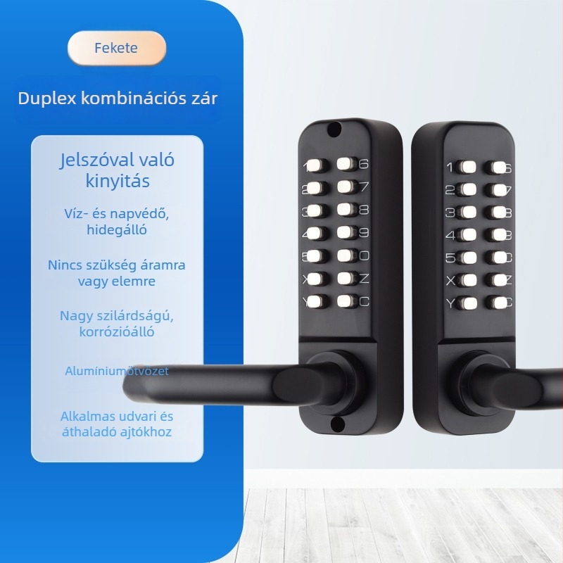 Digitális jelszavas zár ajtókhoz, cink ötvözet, modell 208AS, Aidefu márka, alkalmas kilincses zárakhoz és belső ajtókhoz