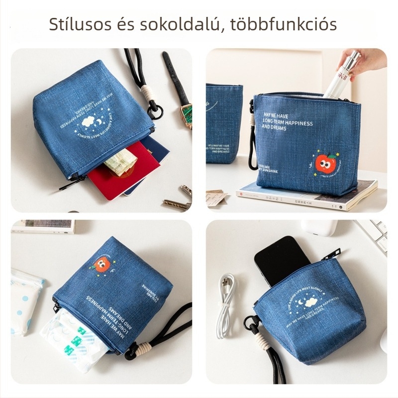 Sminktáska, multifunkcionális, vászon, kézitáska stílus, utazáshoz ideális