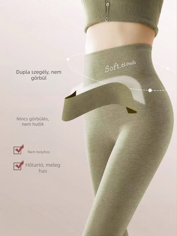 Női thermál leggings fleece bélés, magas derekú, vastag anyag, rugalmas, szűk fazon