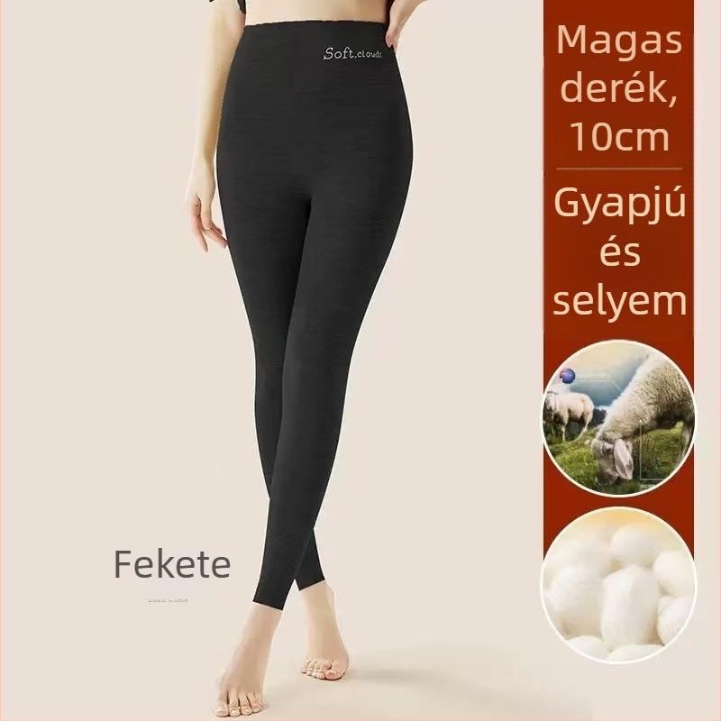 Női thermál leggings fleece bélés, magas derekú, vastag anyag, rugalmas, szűk fazon