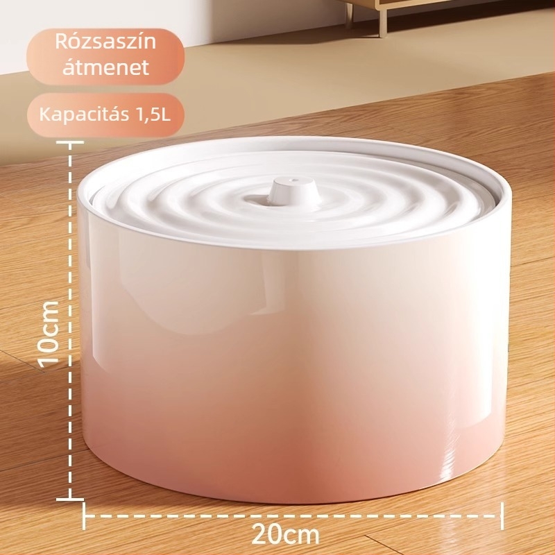 Kerámiából készült macska vízadagoló állandó hőmérsékletű fűtéssel és automatikus etetéssel, 1,5 L kapacitás, 750 g tömeg