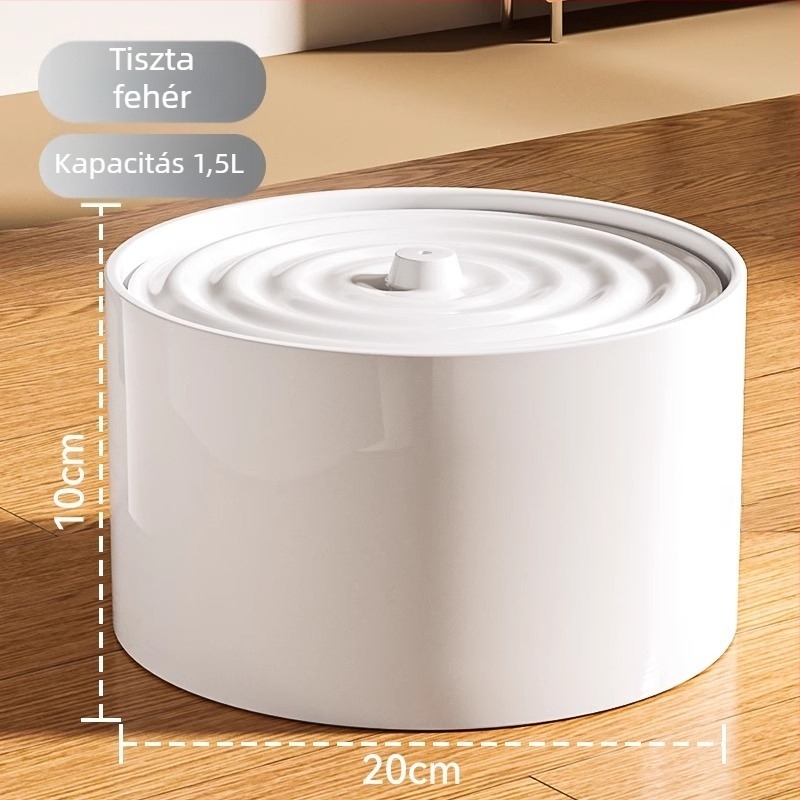 Kerámiából készült macska vízadagoló állandó hőmérsékletű fűtéssel és automatikus etetéssel, 1,5 L kapacitás, 750 g tömeg
