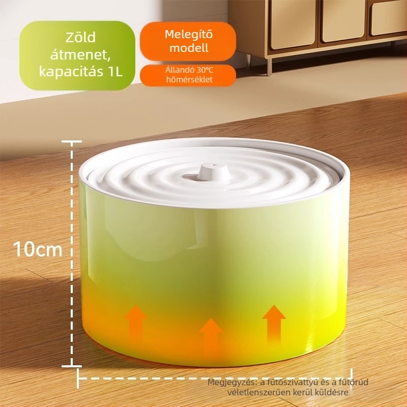 Kerámiából készült macska vízadagoló állandó hőmérsékletű fűtéssel és automatikus etetéssel, 1,5 L kapacitás, 750 g tömeg