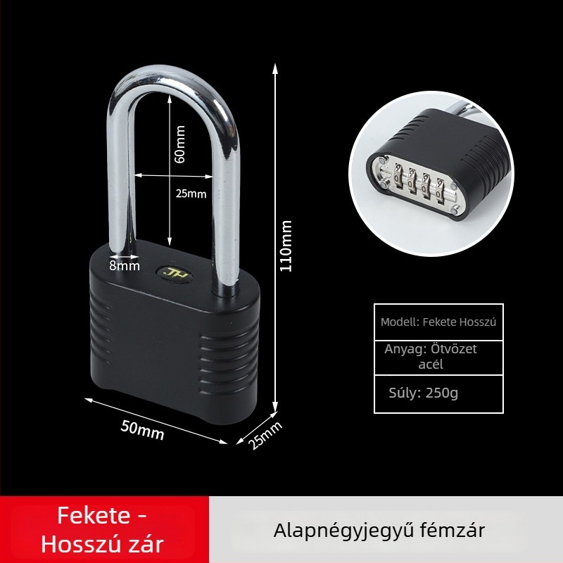Mechanikus jelszavas zár - rozsdamentes acél, 8 mm rud, modell hosszú gerenda / rövid gerenda, szekrényekhez és ajtókhoz, jelszóval nyitható