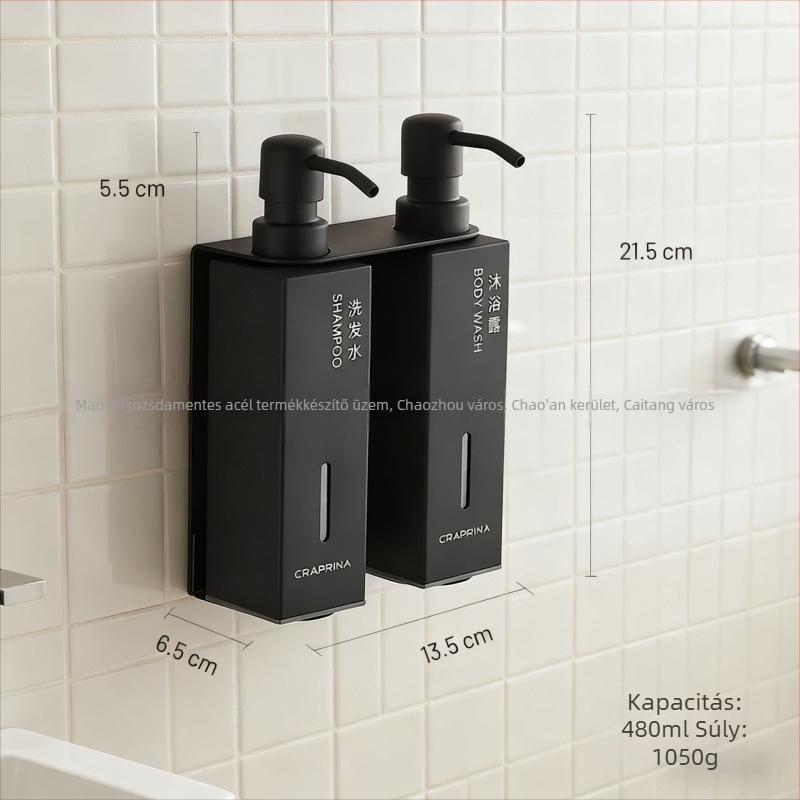 Fali szappanadagoló, 304 rozsdamentes acél, kefével csiszolt felület, kézi nyomású működés, modern minimalist dizájn