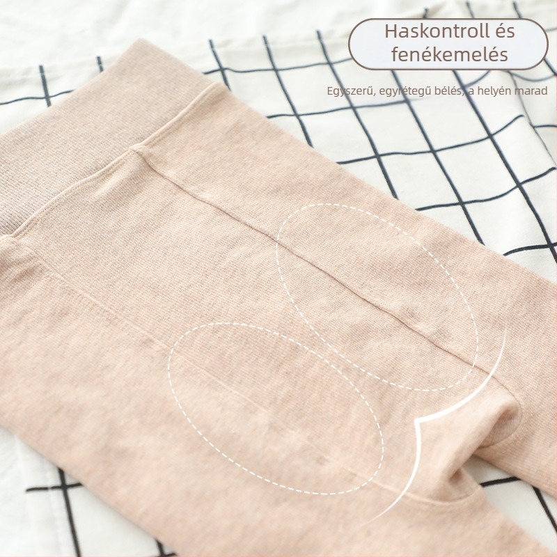 Őszi–téli zabtej színű harisnya, 900D fleece belsővel, függőleges csíkok, meleg és karcsúsító alapréteg
