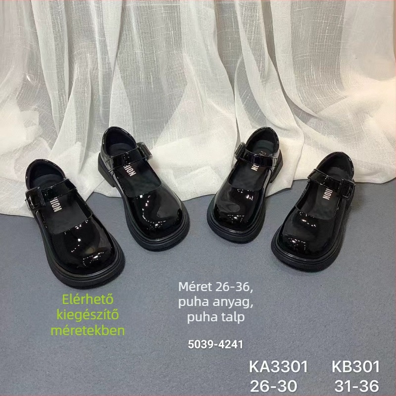 Gyerekeknek iskolai cipő, brit stílus, felsőrész mikrofibra bőrből, Velcro-zár, PU talpbetét, TPR talp