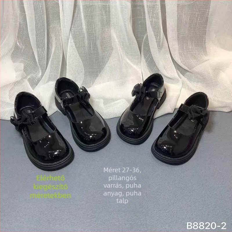 Gyerekeknek iskolai cipő, brit stílus, felsőrész mikrofibra bőrből, Velcro-zár, PU talpbetét, TPR talp