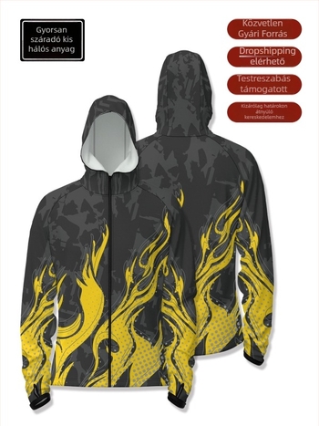 Kültéri sporthorgászat felső kapucnival, elülső cipzárral, gyorsan száradó anyag, karcsú szabás, 100% poliészter