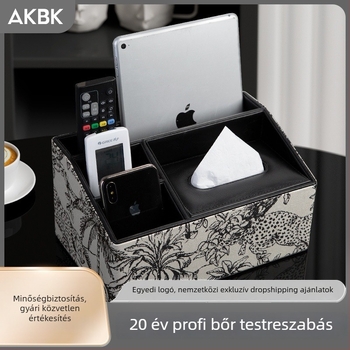 PU bőr papírzsebkendő doboz, vintage jacquard mintázat, többfunkciós, levehető zsebkendőkkel, nappali és fürdőszoba számára