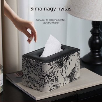 PU bőr papírzsebkendő doboz, vintage jacquard mintázat, többfunkciós, levehető zsebkendőkkel, nappali és fürdőszoba számára