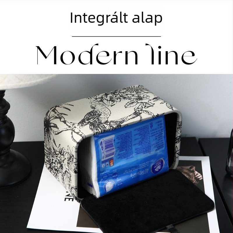 PU bőr papírzsebkendő doboz, vintage jacquard mintázat, többfunkciós, levehető zsebkendőkkel, nappali és fürdőszoba számára