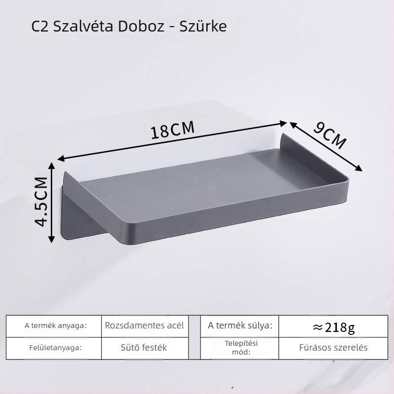 Rozsdamentes acél fürdőszobai telefon tartó és vécépapír tartó, ovális formájú, kefés felület, modern minimalist stílus