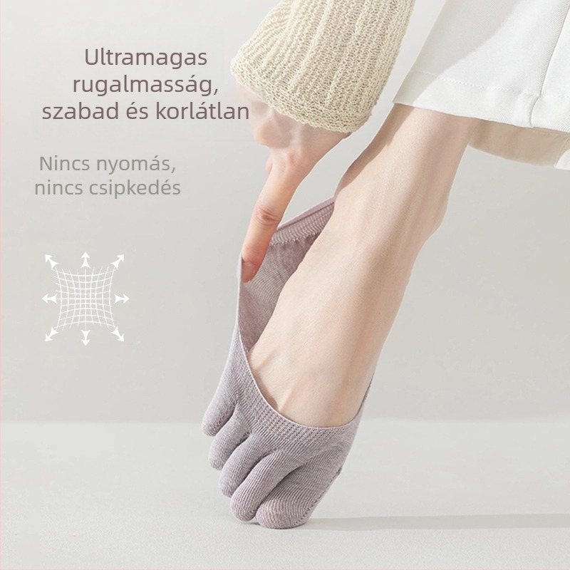 Női ötujjas láthatatlan zokni, nyári vékony, alacsony nyílás, különálló ujjak, lélegző, antibakteriális, szagtalanító, izzadságot felszívó, csúszásmentes