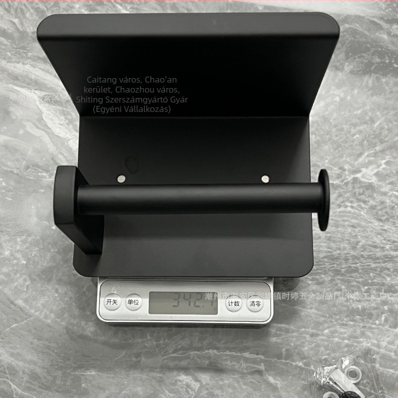 Rozsdamentes acél WC-papír és mobiltelefon tartó, négyszögletes alak, polírozott felület, modern minimalista stílus