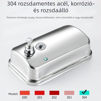 304 rozsdamentes acél szappanadagoló, falra szerelhető, kézi nyomásos működés, 200 g, Youtuo