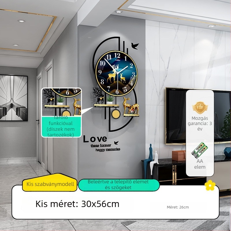 Mestida fali óra – nordic stílus, mutató kijelző, sweep mozgású, akril tok, akril számlap, elemmel működik