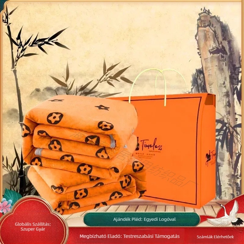 Moju vastag korall plüss pléd – geometriai minta, poliészter, 240 g, testre szabható, tavasz-ősz