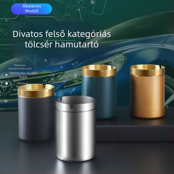 Tölcsér alakú hamutál rozsdamentes acélból – modern, minimalist dizajn, otthonra, irodába vagy autóba; logóval nyomtatva; ajándékhoz is megfelelő