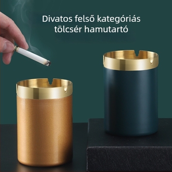 Tölcsér alakú hamutál rozsdamentes acélból – modern, minimalist dizajn, otthonra, irodába vagy autóba; logóval nyomtatva; ajándékhoz is megfelelő