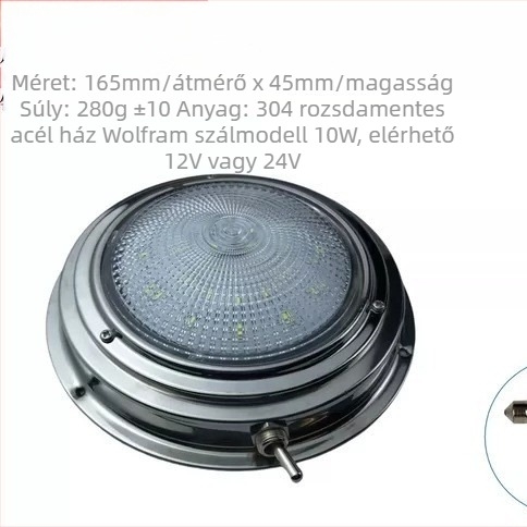 LED mennyezeti olvasólámpa jachtokra és lakókocsikhoz – alumínium ötvözet, 12V, 4W, modell E012024-WR, vákuumrögzítés