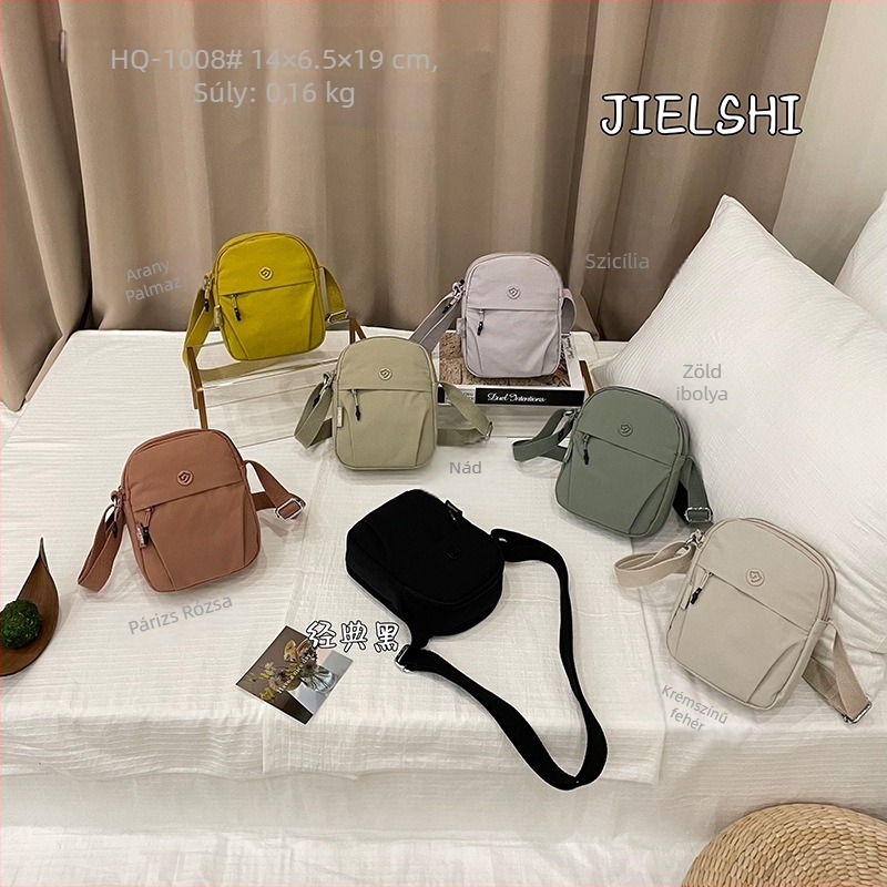 Jelang Mini Crossbody Telefon Táska – Külső Nylon, Belső Poliészter, Vízálló, Függőleges Négyszög Alak, Cipzárral Záródó