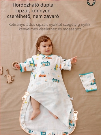 Vékony géz anyagú babahálózsák, boríték-stílusú, tavasz–őszre, újszülöttektől 3 éves korig, egész évben használható