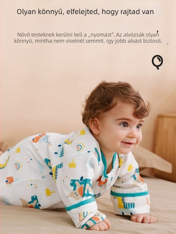 Vékony géz anyagú babahálózsák, boríték-stílusú, tavasz–őszre, újszülöttektől 3 éves korig, egész évben használható