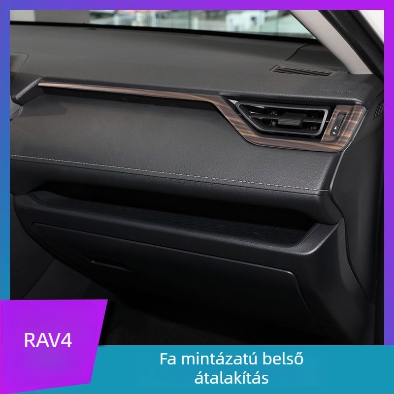 Faanyag textúrájú belső dekorációs készlet Toyota RAV4 Rongfang/Weilanda – burkolat a váltókar körül, díszítés a középkonzol légáramnyílásain és a kormánykeréken