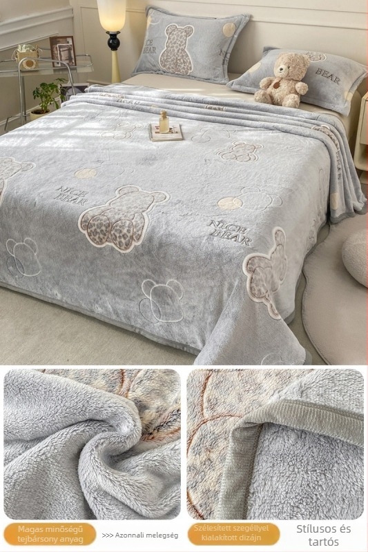 Korall- és tejfleece pléd, négy évszakos, egyszerű modern stílus, 300 g alatt