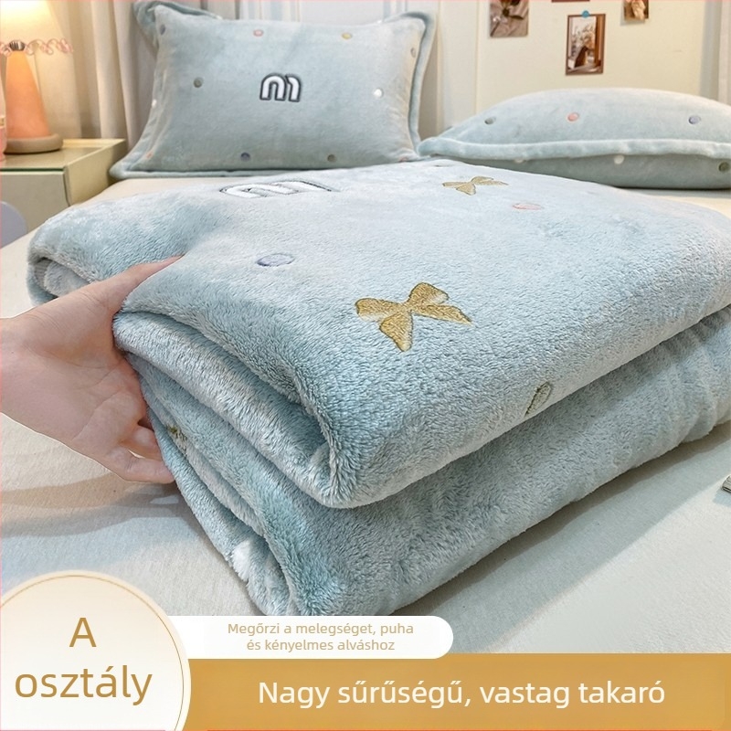 Korall- és tejfleece pléd, négy évszakos, egyszerű modern stílus, 300 g alatt