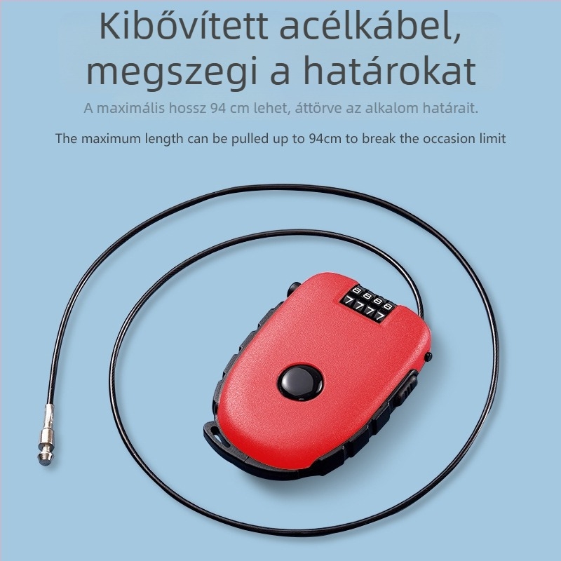 Sisakzár behúzható acélkábellel – ABS test, 1 mm rúd átmérő, Cow lock modell, géptípus, modern egyszerű stílus